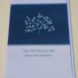 Paz e Felicidade I Cartão de Saudações, Qualquer Ocasião, Flores Azuis, Recurso Especial: Em Branco por Dentro I Envelope Branco
