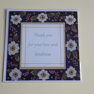 Thank you for your love and kindness (Big Square) I Grußkarte, Jede Gelegenheit, Weiße Blumen I Besonderes Merkmal: Leere Innenseite I Vintage
