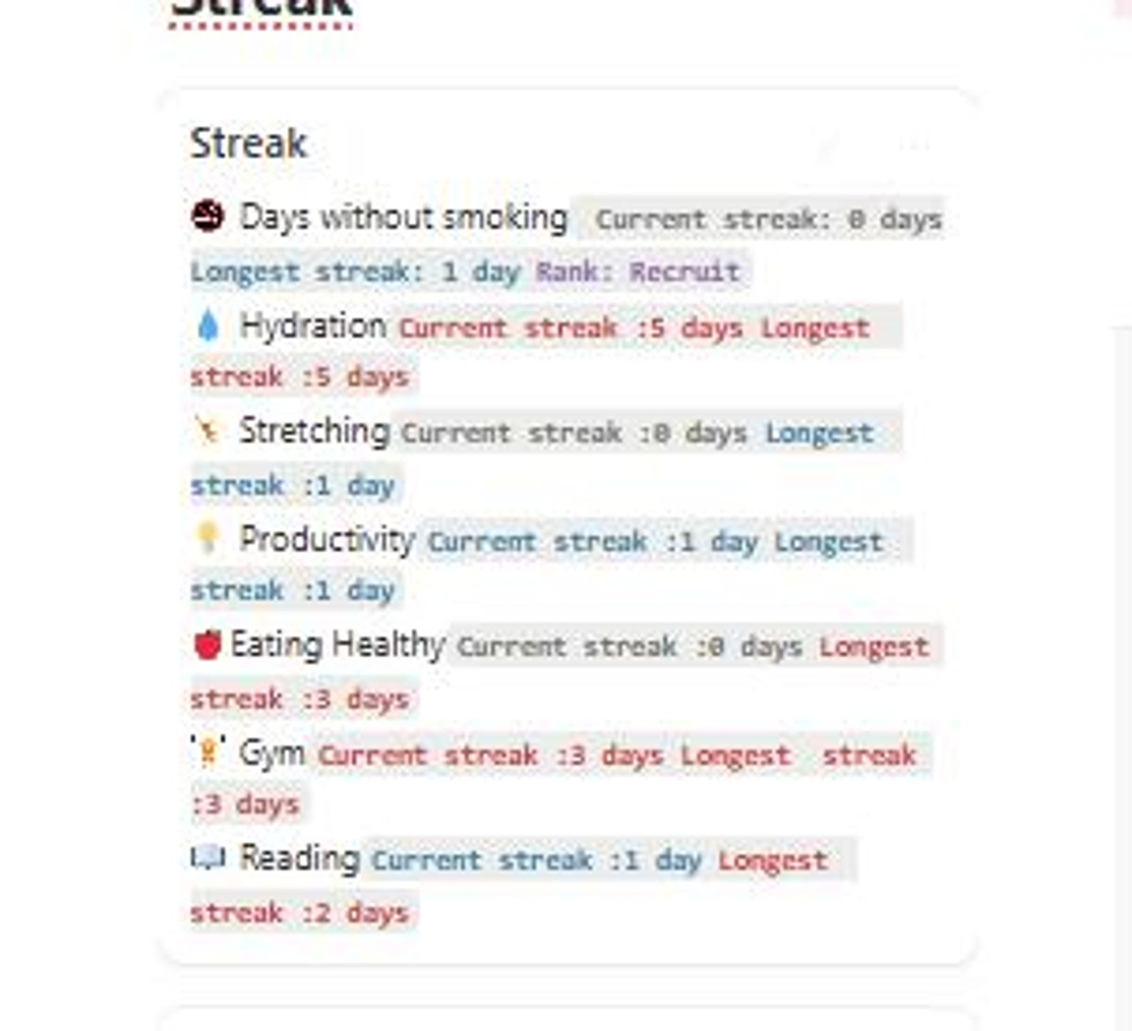 Weekly planner section