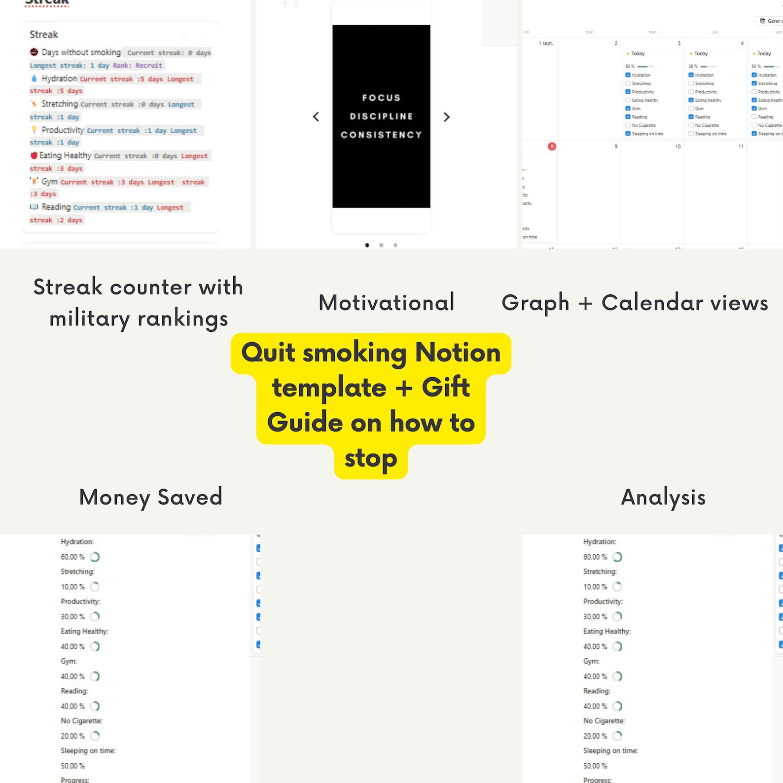 Notion template dashboard screenshot