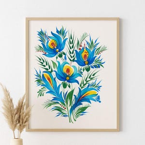Pintura étnica A4 exclusiva – Arte de parede ucraniana ou cartão comemorativo – Presente pintado à mão – Pintura em estilo étnico – Decoração popular feita à mão