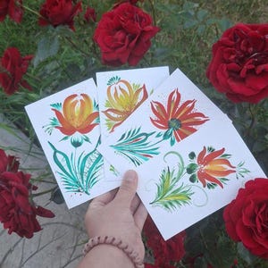 de Carte de voeux aquarelle | 4 modèles d'invitations vierges 10 x 15 cm | Carte postale imprimable | Artiste ukrainien | Papeterie florale et élégante