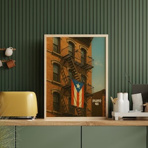 Vintage New York Puerto Rico DIGITAL ART PRINT, Puerto Rican Flag Art, "Seguimos Aqui" Wall Art, Nuevayol Poster, Bad Bunny