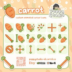 Carrot Themed Mouse / Cursor Icon Pack for Windows | Cute Set Chill Cozy Veggie Style