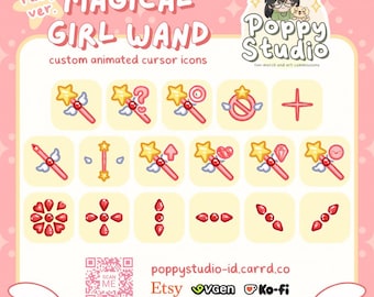 Magical Girl Wand / Mashoujo - Cute Animated Custom Mouse Cursor Icon Pack for Windows [Ruby]