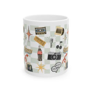 Caneca de cerâmica com estilo retrô, presente vintage para amantes de café, utensílio para bebidas nostálgico, decoração moderna para casa