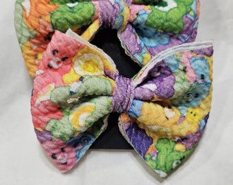 Handcrafted "happy bears" 3 inch hair clip