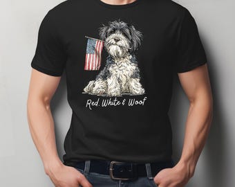 Maglietta con cane Havanese patriottico e bandiera americana / Maglietta con cucciolo USA carino