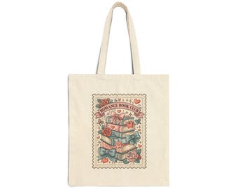 Borsa tote con illustrazioni per club del libro romantico / Borsa porta libri da biblioteca