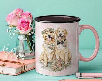 Tazza personalizzata per matrimonio con Golden Retriever / Tazza da caffè decorativa 11 oz 15 oz