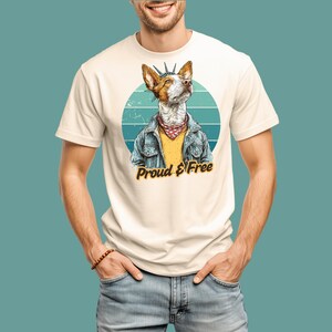 Patriotic Dog T-shirt, &quot;Proud and Free&quot; USA Tee, Fourth of July Apparel, American Patriot Clothing, Dog Lover Gift