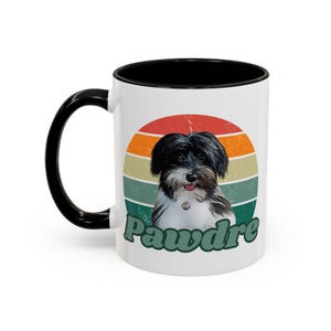 Custom Pet Cartoon Sketch Accent Coffee Mug - Personalized PAWDRE Cup, Gift for Pet Lovers, FATHER'S DAY, Animal Portrait, Ceramic drink