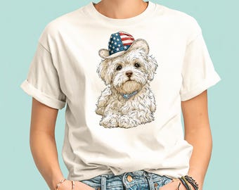 Maglietta con bandiera patriottica del Maltipoo / Per gli amanti dei cani