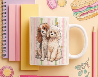Tazza personalizzata con immagine di un cane Cavalier King Charles Spaniel (325 ml o 440 ml)