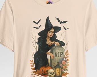 Camiseta de bruja de Halloween – Camiseta gráfica gótica de "Cansada de la mortalidad" l Mamá bruja