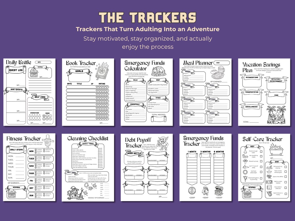 Gamified ADHD Planner Bundle | Neurodivergent Printable Tracker Set ...