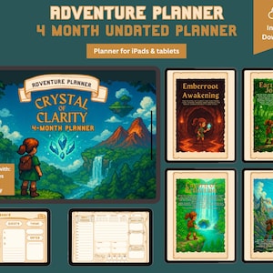 ADHD Digital Planner for iPad |Gamified RPG Monthly Planner PDF | Goodnotes Notability Template |