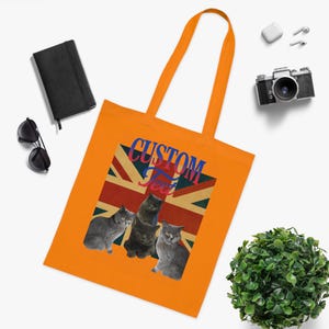 Custom British Pet Portrait Tote Bag: Eco-Friendly Cotton Shopping Tote