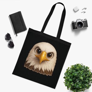 Eagle Design Cotton Tote Bag, Eco-Friendly Shopping Bag, Animal Lovers Gift, Reusable Grocery Tote, Unique Art Tote