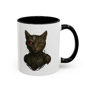 Futuristic Cat Mug: Sci-Fi Cyberpunk Coffee Cup - Gift for Cat Lovers