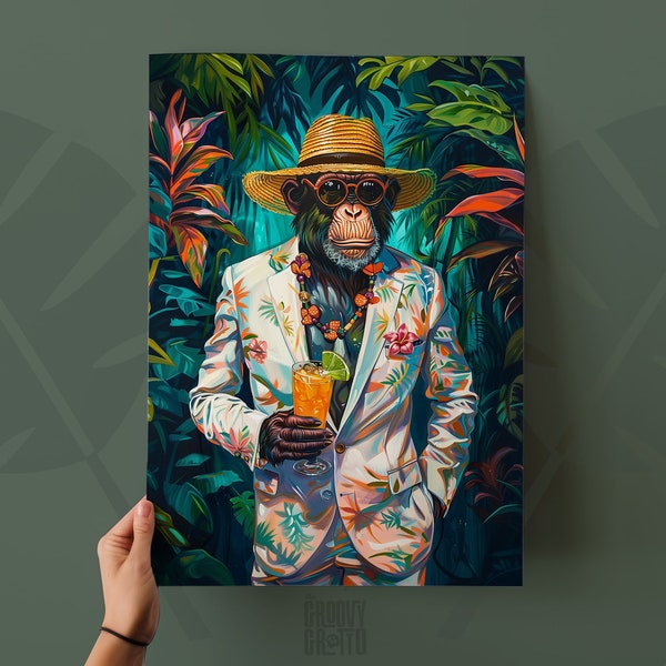 Banana Bob - Bar Beast Series Tiki Art Print | Unique Home Bar Decor | Tropical Tiki Bar Decor - Available as Print or Canvas