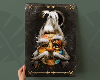 Shrunken Ned Adventureland Witch Doctor Art Print | Shrunken Head Tiki Bar Decor | Available as Print or Canvas