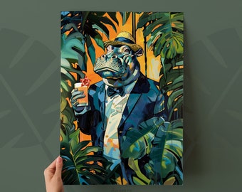 Hip Poe - Bar Beast Series Tiki Art Print | Unique Home Bar Decor | Tropical Tiki Bar Decor - Available as Print or Canvas