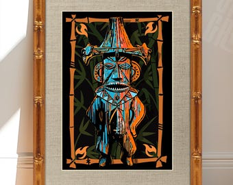 Enchanted Tiki Room Pele Art Print: Tropical Tiki Bar Decor