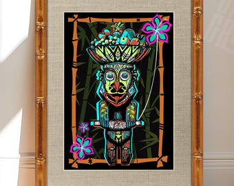 Enchanted Tiki Room Print – Rongo Fan Art, Tropical Bar Decor