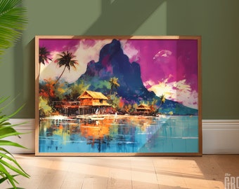 Exotic Bali Hai Fantasy Island Art Print | Vintage Travel Art | Tropical Tiki Bar Decor - Available as Print or Canvas