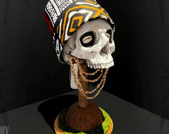 Custom Made Tiki Fez Trophy Skull | Oddities and Curiosities | Tiki Bar Decor