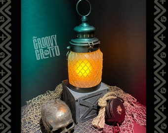 Deluxe Nautical Lantern | Tiki Bar Decor | Indoor or Outdoor | LED Flame Light Candle Lantern | Oddities and Curiosities