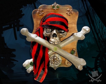 Handmade Skull and Crossbones Pirate Wall Art – Nautical Gothic Pirate Decor