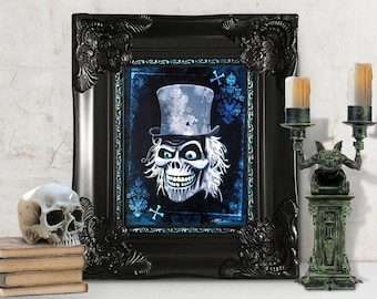 Hatbox Ghost Custom Framed Canvas Art, Disneyland Haunted Mansion Art Print, Gothic Holloween Art, Disneyland Fan Art