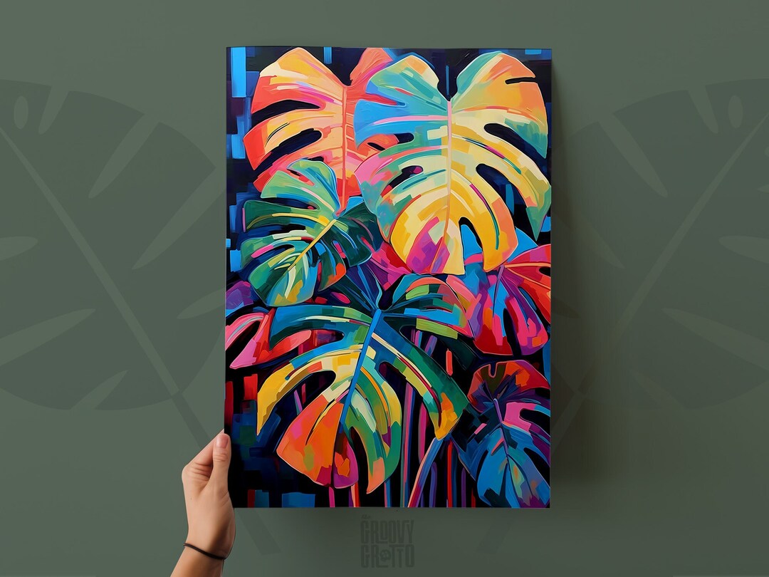 Monstera Leaf Painting Art Print Tropical Wall Art Trendy Wall Art for ...