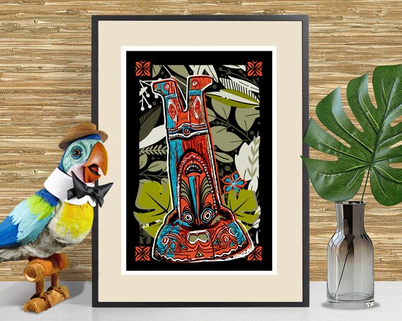 Ngendei Enchanted Tiki Room Inspired Art Print Tiki Bar Decor Disneyland Tiki Adventureland Themed Poster Tiki Art Tropical Decor