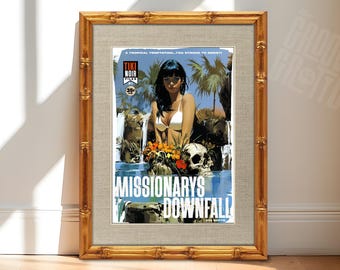 Missionary’s Downfall Tiki Noir Art Print – Vintage Tropical Pin-Up, Mid Century Style, Exotic Island Wall Decor, Retro Pulp Illustration