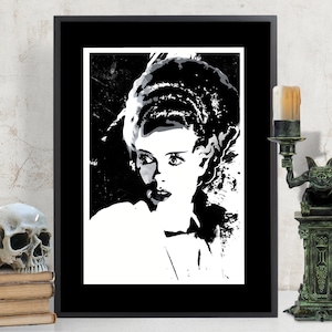 Bride of Frankenstein Art Print, Movie Monster Fan Art Illustration