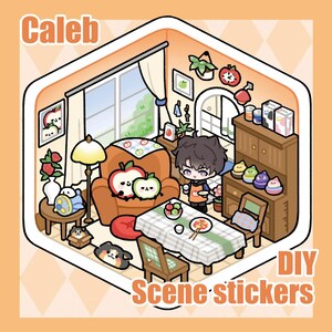 Stickers scène de Caleb | Stickers paysage bricolage | Mini-autocollants | Stickers 3D | Cadeaux faits main bien pensés, parfaits pour elle