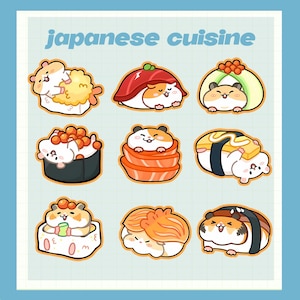 Kawaii Maus Japanische Küche, druckbare Stickerpapier, druckbare Planer Aufkleber|Bullet Journal Aufkleber