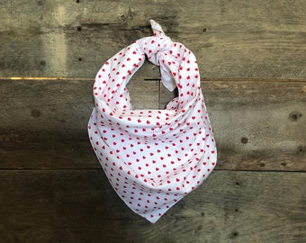 Valentine's Day Little Hearts White & Red Love Tie On Dog Bandana