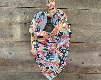 Pretty Spring Floral Flowers Tie On Dog Bandana