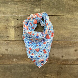 Patriotic Picnic BBQ 4th of July Tie On Dog Bandana