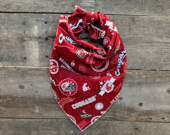 WSU Cougars Washington State University Go Cougars College Football Tie On Dog Bandana