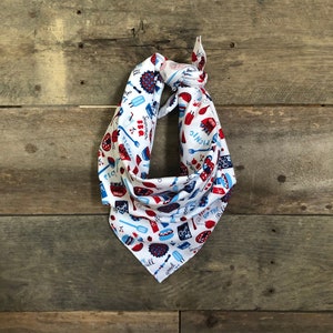 Fire Up the Grill Red White & Blue Picnic Summer BBQ Tie On Dog Bandana