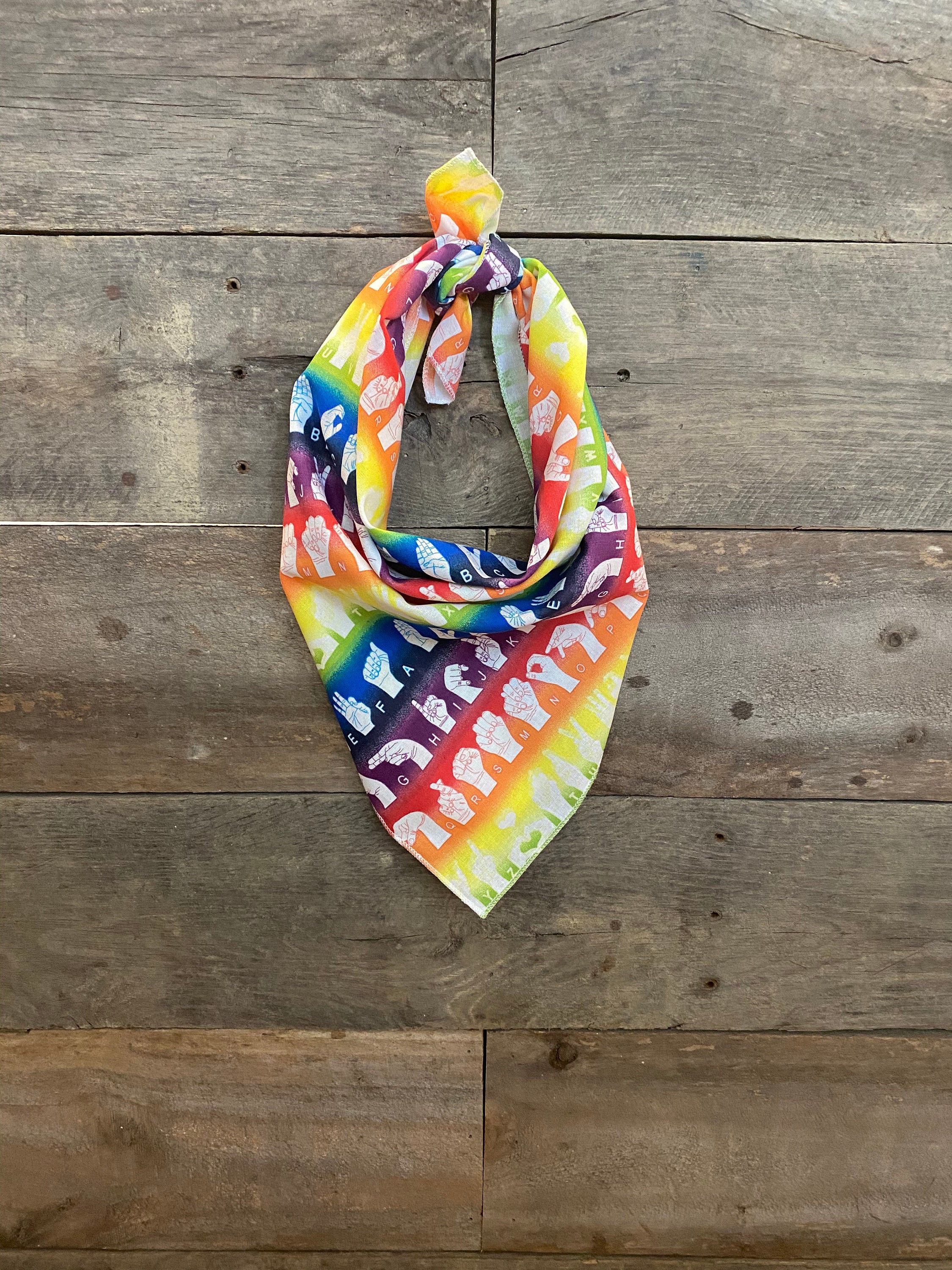 Deaf Sign Language ASL Rainbow PRIDE Tie On Dog Bandana Etsy