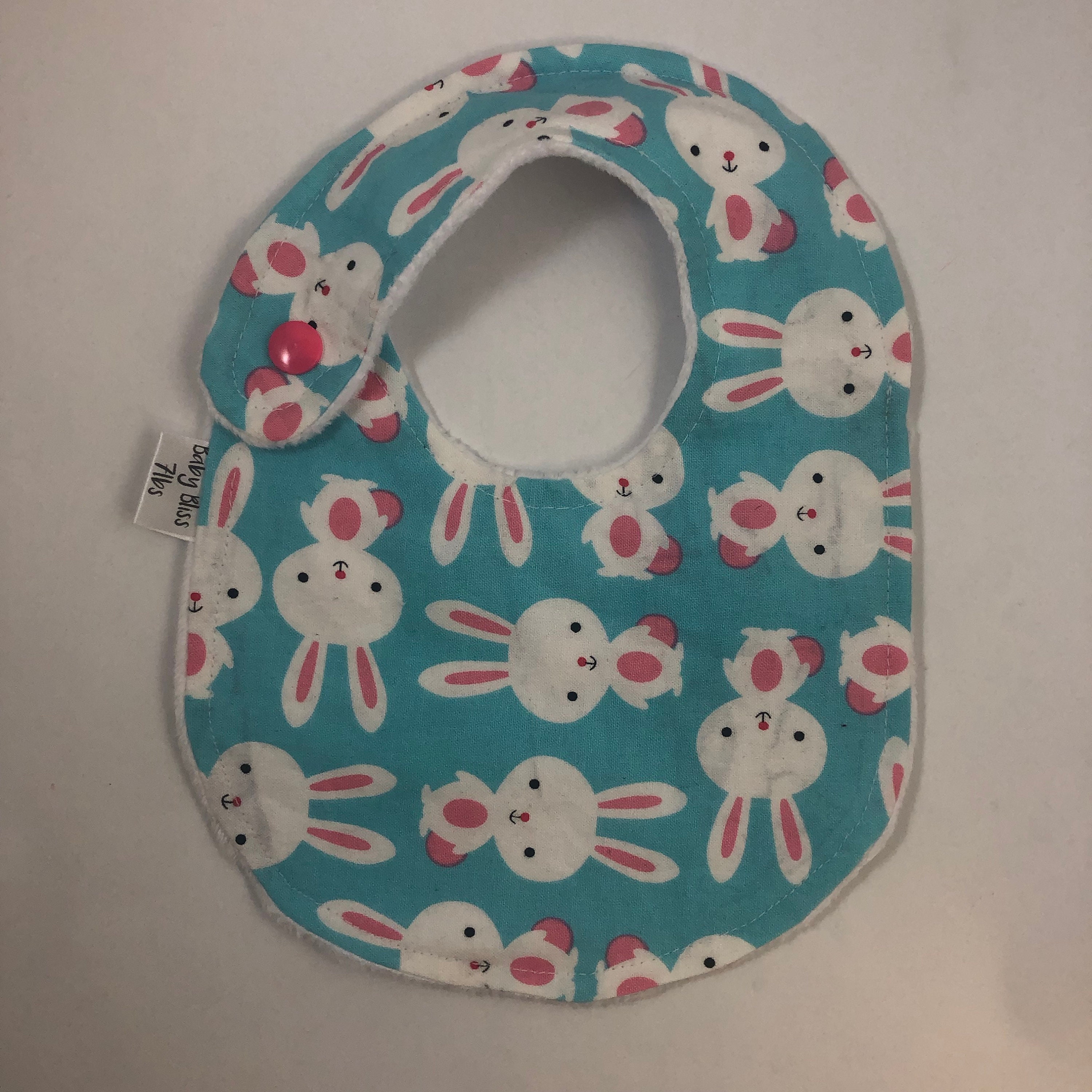 Bunny Print Side Snap Baby Bib Baby Bib Handmade Newborn Etsy
