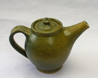 Handmade Teapot, Olive Green