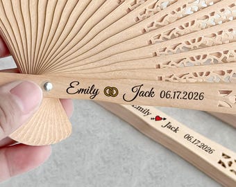 Personalized Wedding Folding Fans for Guests in Bulk Wedding Favors Custom Wooden Hand Fans Bridal Shower Party Favors Wedding Ceremony Fans