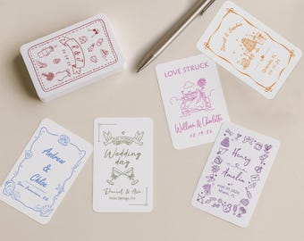 Custom Wedding Playing Cards, Personalized Wedding Favors, Wedding Guest Book Alternative, Modern Boho Coastal Chic Engagement Party Gift